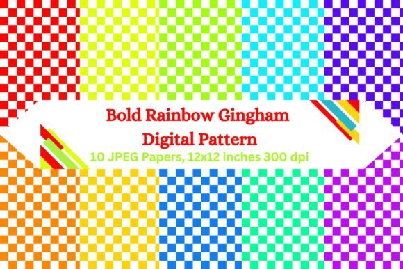 Download Bold Rainbow Gingham Digital Pattern - Bold Collection