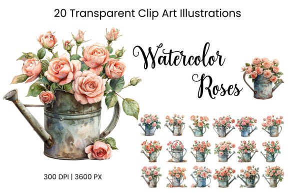 Download Watercolor Soft Pink Roses in a Pot - Soft pink Collection