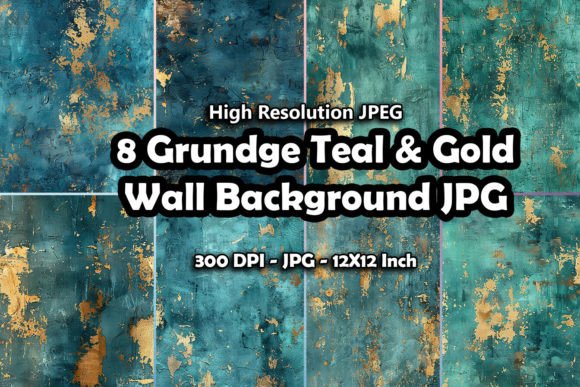 Download 8 Grudge Teal &amp; Gold Wall Background JPG - Teal Collection