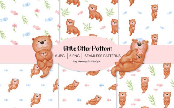 Download Cute Otters Patterns Digital Paper - Premium Resources