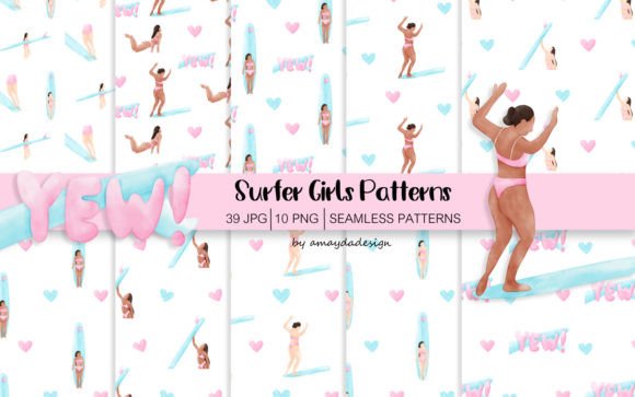 Download Surfer Girls Patterns and Digital Paper - Premium Bundle