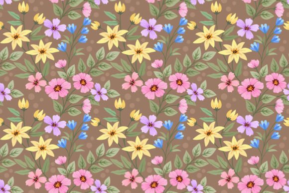 Download Cute Colorful Flowers and Leaf Pattern. - Colorful Collection