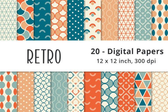 Download Retro Teal and Orange Geometric Pattern - Teal Collection