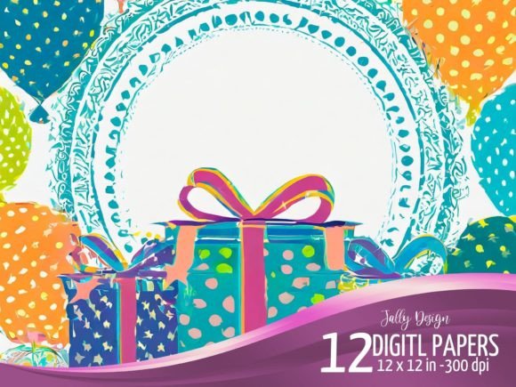 Download Colorful Birthday Presents Stamping - Colorful Collection