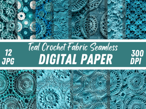 Download Teal Crochet Fabric Textile Set Pattern - Teal Collection