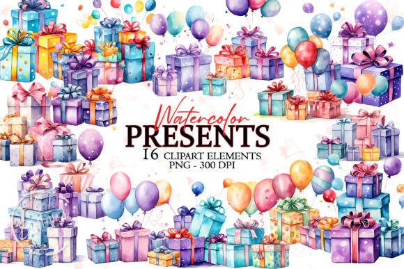 Download Colorful Presents Watercolor Sublimation - Colorful Collection