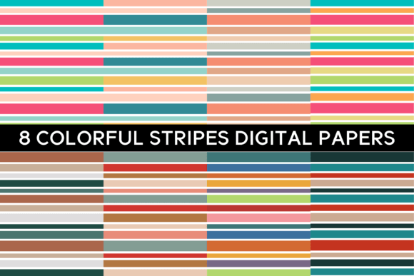 Download 8 Colorful Stripes Digital Papers - Colorful Collection