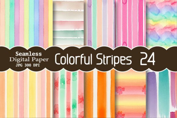 Download Colorful Stripes Seamless Digital Paper - Colorful Collection
