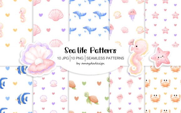 Download Sea Life Digital Paper Seamles Patterns - Premium Resources