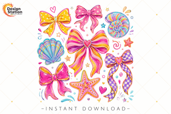 Download Coquette Summer Bow PNG, Colorful Beach - Colorful Collection