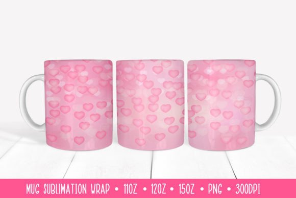 Download Soft Pink Hearts Mug Sublimation Design. - Premium Resources